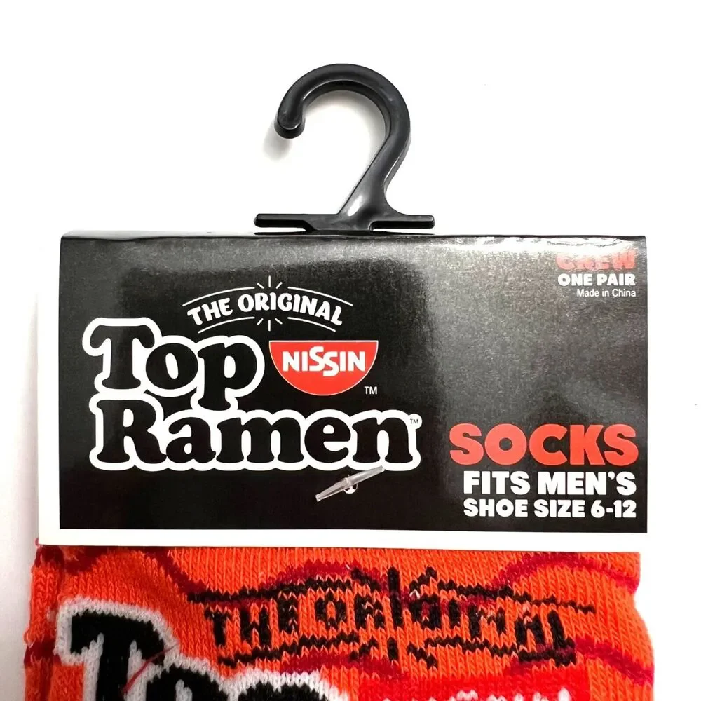 Odd Sox Unisex Top Ramen Soup Novelty Crew Socks Funny Retro 80s 90s Theme Red